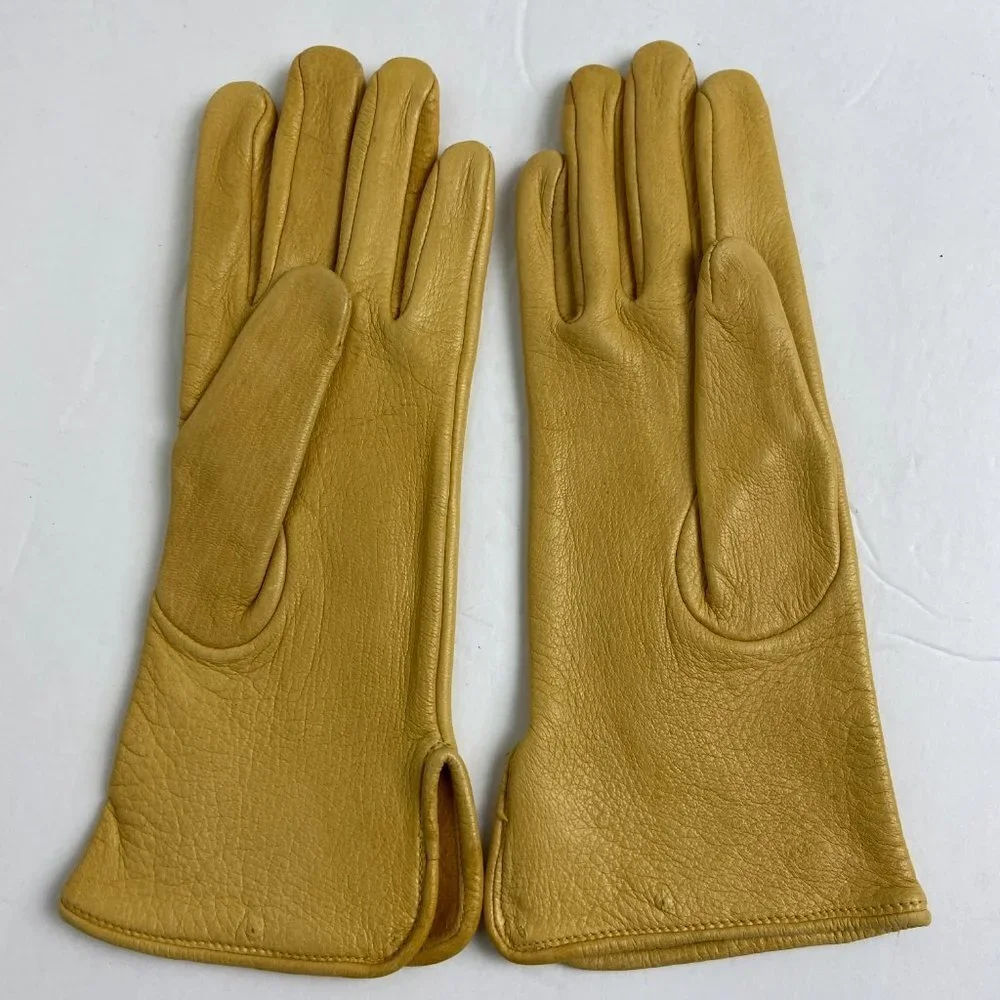 Vintage Leather Yellow Gloves Size 6.5 Wickmans